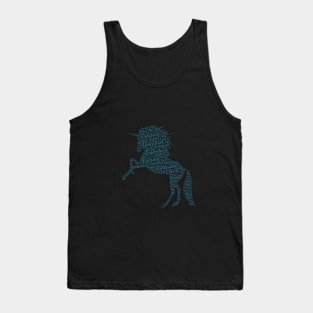 Unicorn Fantastic Legend Silhouette Shape Text Word Cloud Tank Top